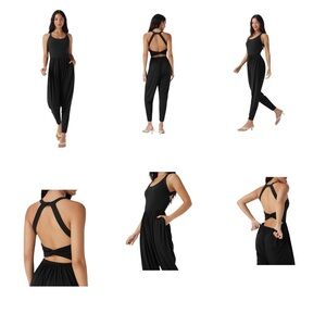 Halara U-Neck Harem Casual Jumpsuit w/ Pockets Easy Peezy D–F Cups XL NWT